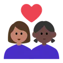 Couple with Heart: Woman, Woman, Medium Skin Tone, Dark Skin Tone