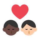Kiss: Man, Man, Dark Skin Tone, Light Skin Tone
