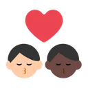 Kiss: Man, Man, Light Skin Tone, Dark Skin Tone