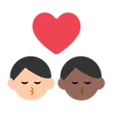 Kiss: Man, Man, Light Skin Tone, Medium-Dark Skin Tone