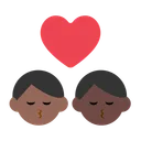 Kiss: Man, Man, Medium-Dark Skin Tone, Dark Skin Tone