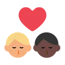 Kiss: Man, Man, Medium-Light Skin Tone, Dark Skin Tone