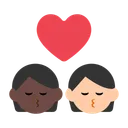 Kiss: Person, Person, Dark Skin Tone, Light Skin Tone