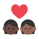 Kiss: Person, Person, Dark Skin Tone, Medium-Dark Skin Tone