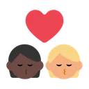 Kiss: Person, Person, Dark Skin Tone, Medium-Light Skin Tone