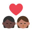 Kiss: Person, Person, Dark Skin Tone, Medium Skin Tone