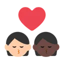 Kiss: Person, Person, Light Skin Tone, Dark Skin Tone