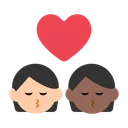 Kiss: Person, Person, Light Skin Tone, Medium-Dark Skin Tone