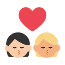 Kiss: Person, Person, Light Skin Tone, Medium-Light Skin Tone