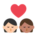 Kiss: Person, Person, Light Skin Tone, Medium Skin Tone
