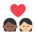 Kiss: Person, Person, Medium-Dark Skin Tone, Light Skin Tone