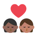 Kiss: Person, Person, Medium-Dark Skin Tone, Medium Skin Tone