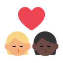 Kiss: Person, Person, Medium-Light Skin Tone, Dark Skin Tone