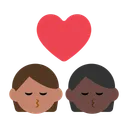 Kiss: Person, Person, Medium Skin Tone, Dark Skin Tone