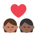 Kiss: Person, Person, Medium Skin Tone, Medium-Dark Skin Tone