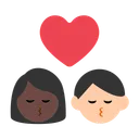 Kiss: Woman, Man, Dark Skin Tone, Light Skin Tone