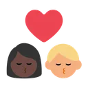 Kiss: Woman, Man, Dark Skin Tone, Medium-Light Skin Tone