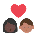 Kiss: Woman, Man, Dark Skin Tone, Medium Skin Tone