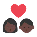 Kiss: Woman, Man, Dark Skin Tone