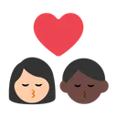 Kiss: Woman, Man, Light Skin Tone, Dark Skin Tone