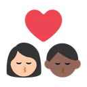 Kiss: Woman, Man, Light Skin Tone, Medium-Dark Skin Tone