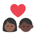 Kiss: Woman, Man, Medium-Dark Skin Tone, Dark Skin Tone