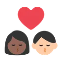 Kiss: Woman, Man, Medium-Dark Skin Tone, Light Skin Tone