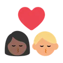 Kiss: Woman, Man, Medium-Dark Skin Tone, Medium-Light Skin Tone