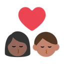 Kiss: Woman, Man, Medium-Dark Skin Tone, Medium Skin Tone