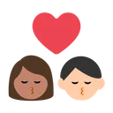 Kiss: Woman, Man, Medium Skin Tone, Light Skin Tone