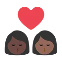Kiss: Woman, Woman, Dark Skin Tone, Medium-Dark Skin Tone