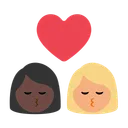 Kiss: Woman, Woman, Dark Skin Tone, Medium-Light Skin Tone