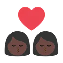 Kiss: Woman, Woman, Dark Skin Tone
