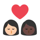 Kiss: Woman, Woman, Light Skin Tone, Dark Skin Tone