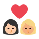 Kiss: Woman, Woman, Light Skin Tone, Medium-Light Skin Tone