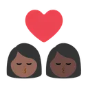 Kiss: Woman, Woman, Medium-Dark Skin Tone, Dark Skin Tone