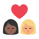Kiss: Woman, Woman, Medium-Dark Skin Tone, Medium-Light Skin Tone