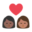 Kiss: Woman, Woman, Medium-Dark Skin Tone, Medium Skin Tone