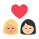 Kiss: Woman, Woman, Medium-Light Skin Tone, Light Skin Tone