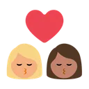Kiss: Woman, Woman, Medium-Light Skin Tone, Medium Skin Tone