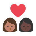 Kiss: Woman, Woman, Medium Skin Tone, Dark Skin Tone
