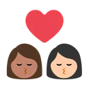 Kiss: Woman, Woman, Medium Skin Tone, Light Skin Tone