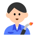 남자 공장 근로자: 밝은 피부 톤