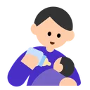 아기에게 젖을 먹이는 남자: 밝은 피부 톤