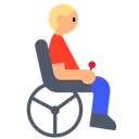 Man in Motorized Wheelchair: Medium-Light Skin Tone