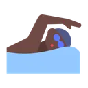 Man Swimming: Dark Skin Tone