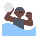 Person Playing Water Polo: Dark Skin Tone