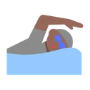 Person Swimming: Medium-Dark Skin Tone
