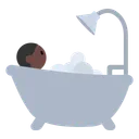 Person Taking Bath: Dark Skin Tone