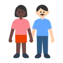 Woman and Man Holding Hands: Dark Skin Tone, Light Skin Tone